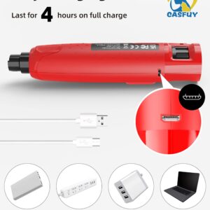 Casfuy Dog Nail Grinder Quiet - (45db) 6-Speed Pet Nail Grinder with 2 LED Lights for Large Medium Small Dogs/Cats, Professional 3 Ports Rechargeable Electric Dog Nail Trimmer with Dust Cap(Red)