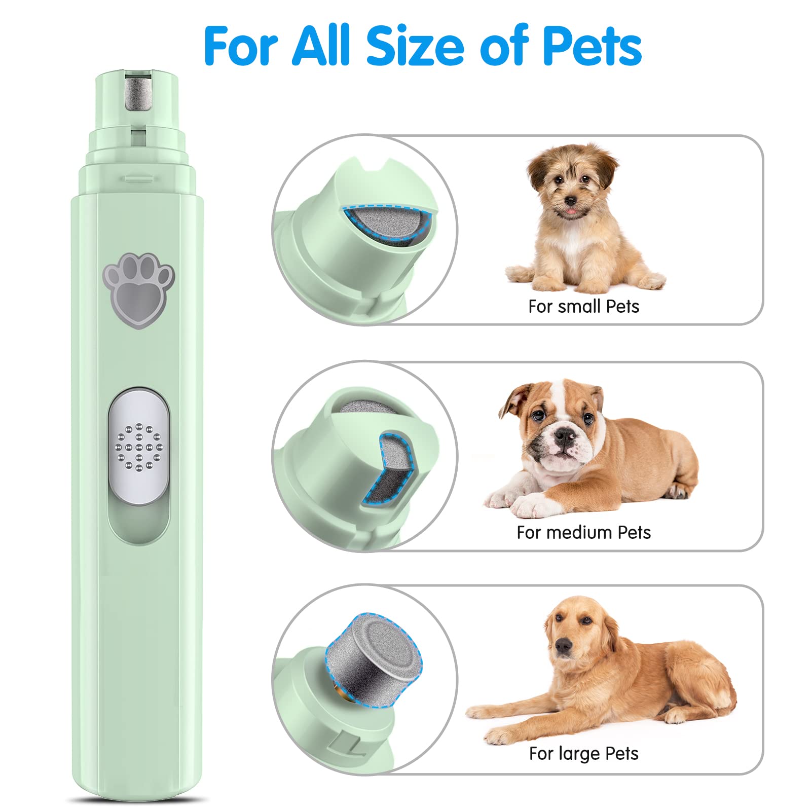 VIWIK Dog Nail Grinder, 2-Speed Rechargeable Dog Nail Trimmers for Large Medium & Small Dogs, Upgrade Professional Electric Pet Paws Grooming, Quiet Puppy Grooming Tool, for Dogs Cats
