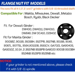 Angle Grinder Wrench Angle Grinder Nut 2PCS Grinder Flange Nut 5/8-11 Grinder Nuts Compatible with Dewalt Milwaukee Makita Bosch Ryobi Black Decker Grinder Parts …