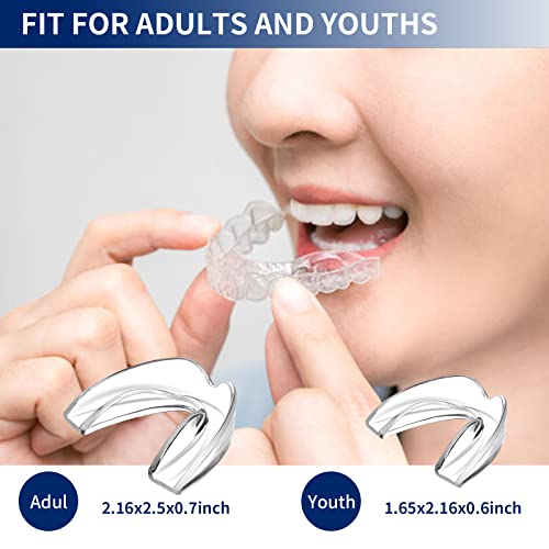 GlorySmile Mouth Guard for Clenching Teeth at Night, Upgraded Night Guards for Teeth Grinding, Pack of 8 Moldable Mouth Guard Stops Bruxism and Teeth Clenching 2 Sizes with Two Travel Cases