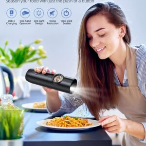 Electric Salt and Pepper Grinder Set - Usb Rechargeable - Automatic Pepper Mill Shaker - Large Capacity - Adjustable Coarseness - Led Light - One Hand Operated, 2 Pack