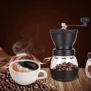 PARACITY Manual Coffee Bean Grinder with Ceramic Burr, Hand Coffee Grinder Mill Small with 2 Glass Jars(11OZ per Jar) Stainless Steel Handle for Drip Coffee, Espresso, French Press, Turkish Brew