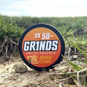 Grinds Coffee Pouches | 3 Cans of Orange Citrus | 18 Pouches Per Can | 1 Pouch eq. 1/2 Cup of Coffee (Orange Citrus)