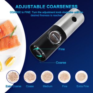 Electric Salt and Pepper Grinder Set: Leap Fit Kitchen Automatic Battery Operated Pepper Mills with Adjustable Coarseness