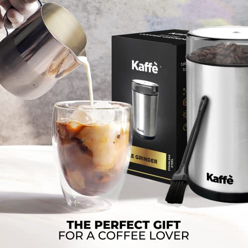 Kaffe Coffee Grinder Electric. Best Coffee Grinders for Home Use. (14 Cup) Easy On/Off w/Cleaning Brush Included. Copper