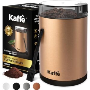 Kaffe Coffee Grinder Electric. Best Coffee Grinders for Home Use. (14 Cup) Easy On/Off w/Cleaning Brush Included. Copper