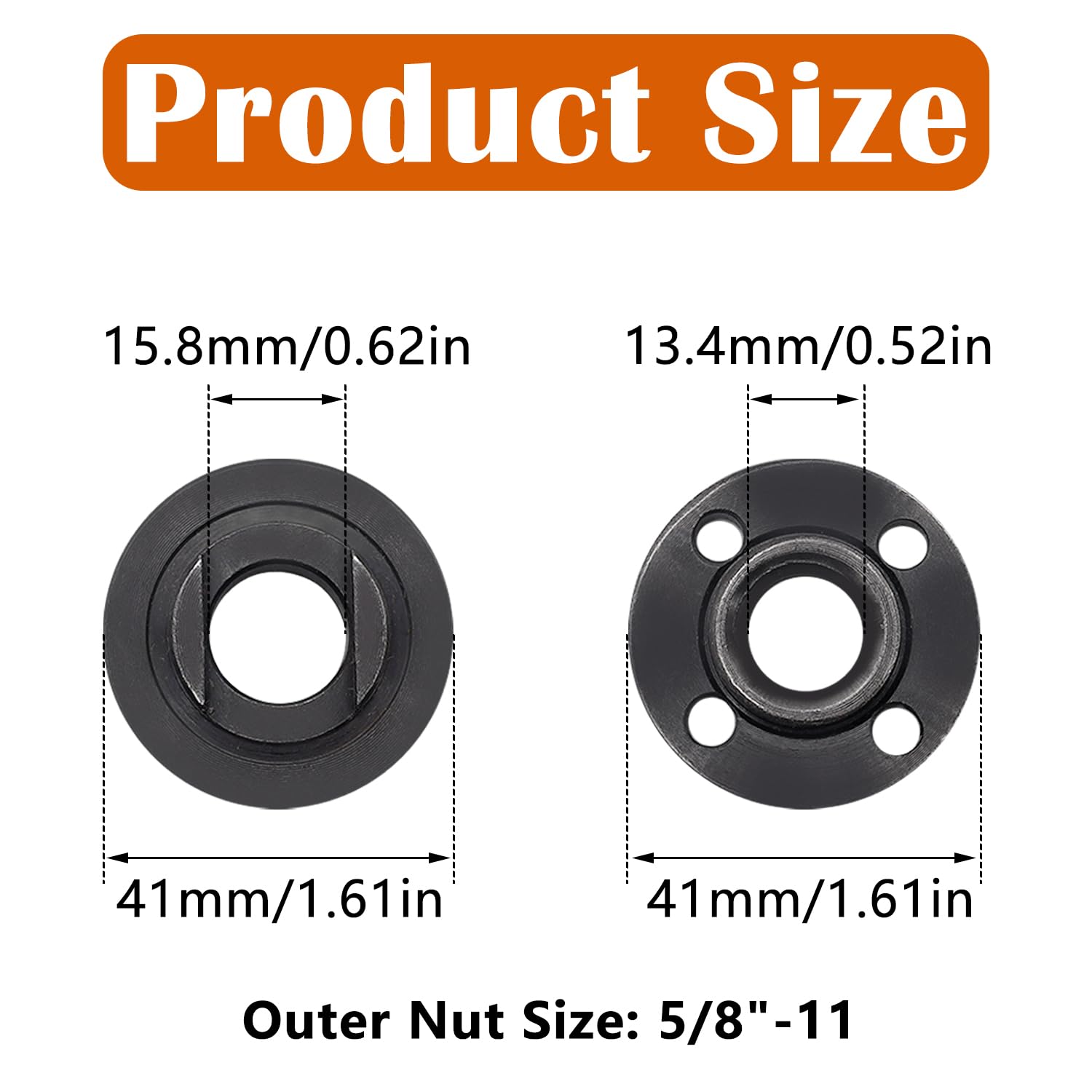 Aienxn 4PCS (2 Sets) 5/8-11 Grinder Nuts Grinder Flange Replacement Parts Compatible with Milwaukee Makita Dewalt Metabo Grinder Parts Q-053