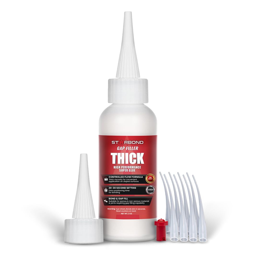 Starbond 2 oz. Thin, Medium, Thick CA Glue with 8 oz. Activator Bundle (Premium Cyanoacrylate Super Glue) for Quick Glue-ups. Woodworking, Woodturning, Hobby Models, 3D Printing