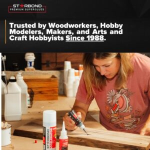 Starbond 4 oz. Super Fast Thin CA Glue (Premium Cyanoacrylate Super Glue) for Woodworking, Woodturning, Hobby Models, CA Finish, Inlays