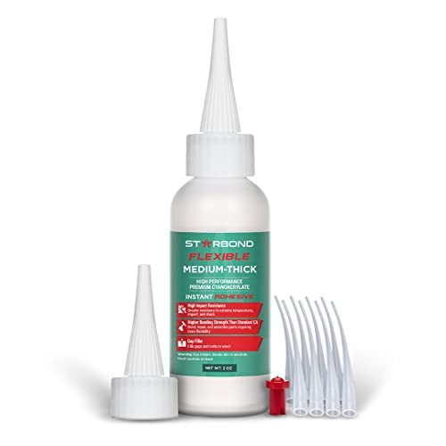 Starbond KEG-500, Max Strength Flexible Medium Thick, Premium CA Super Glue Plus Extra Cap and Microtips, 2 oz. (for Arrow Fletching & Inserts, Shoe Cobblers, Boot, & Furniture Repair)