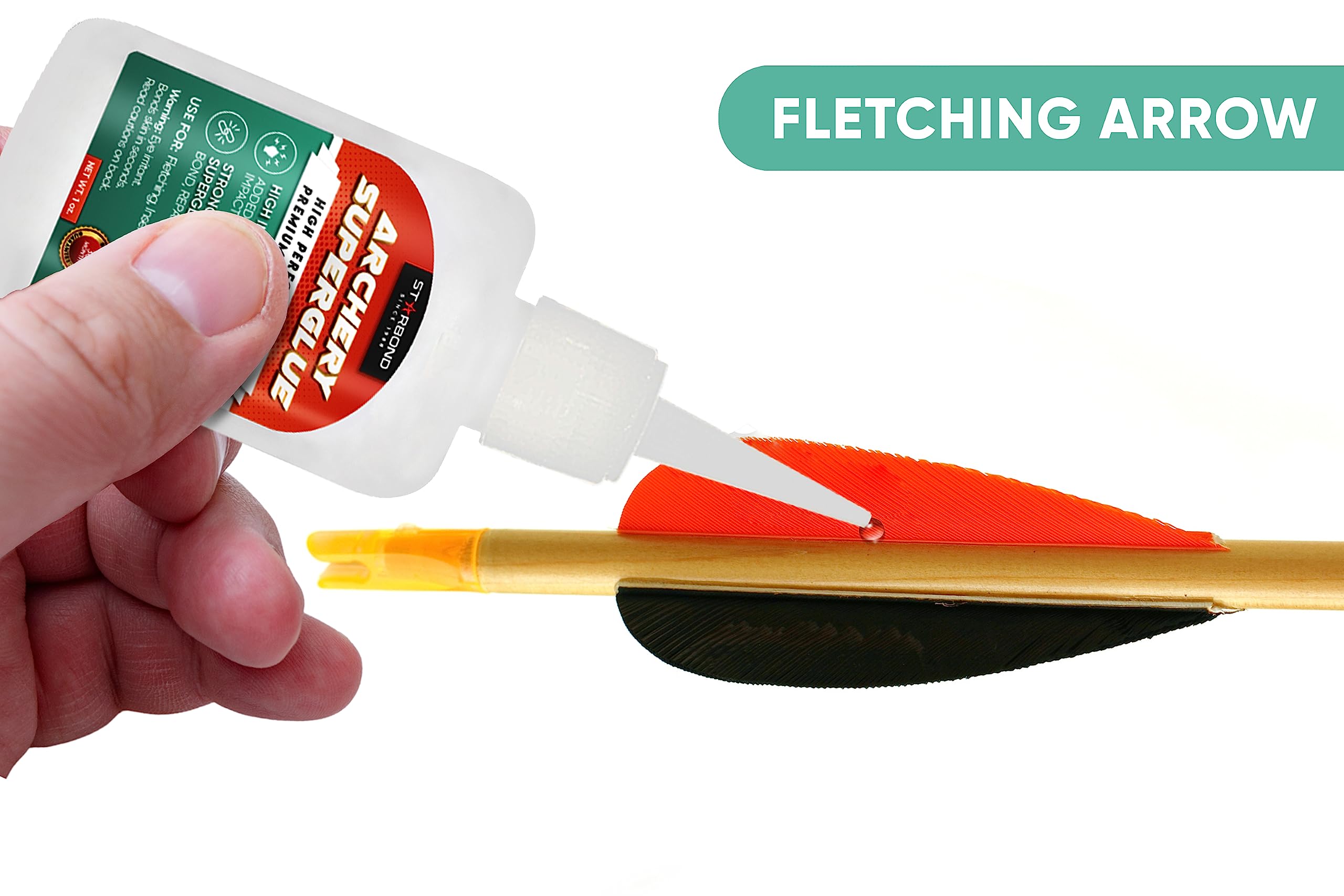 Starbond 1 oz. Premium Archery Fletching Super Glue (Less Brittle, High Impact Resistance), Includes Instant-Dry Activator for Archery Fletching, Arrow Inserts, and Precision Repairs