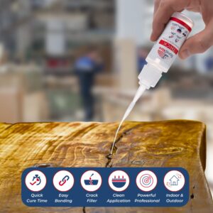 BondXtra 4 oz. Thick CA Glue for Woodworking, Premium Super Glue Kit for Wood Turning with Extra Bottles, Anti Clog Caps, Microtips, Thick Viscosity Cyanoacrylate for Plastic, DIY, Craft, Hobby, etc