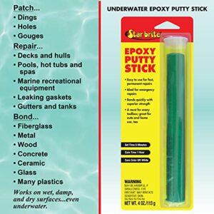 STAR BRITE Epoxy Putty Stick - Quick, Versatile, Permanent Repairs Even Underwater - Fix Boat Hulls, Decks, Pools, Spas, Hot Tubs, Leaking Gaskets, Tanks, Gutters & More - 4 OZ (087104)