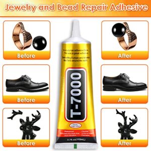 Upgrade T-7000 Black Adhesive Glue for Phone, Cridoz 110ml Waterproof Jewelry Glue Precision Craft Adhesive for Cell Phone Screen Repair Glass Wood Crafts Metal and Stones