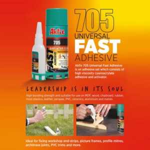 Akfix-GA060 705 Fast Adhesive CA Glue (1.76 oz.) with Activator (6.76 fl oz.) [Clear Super Glue Adhesive and Accelerator Spray]