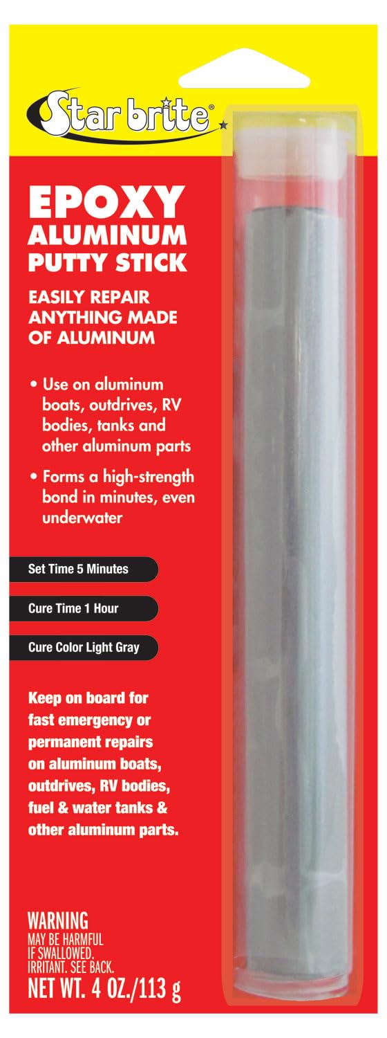 STAR BRITE Waterproof Epoxy Aluminum Putty Stick - Quick & Permanent Repairs for Boats, RVs, Outdrives, Tanks and More - Works Underwater, Easy to Use, Bonds Fast - 4 OZ (087004)