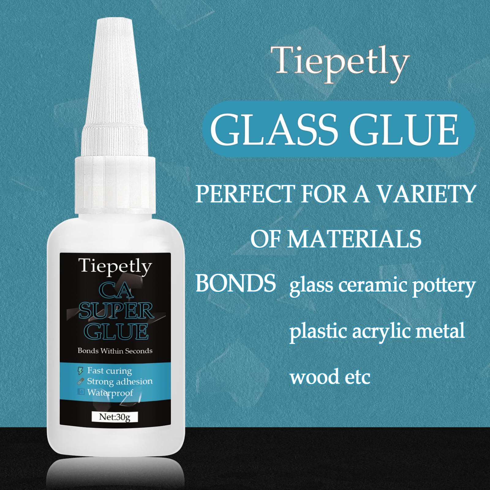 Glass Glue, 30g Glue for Glass Repair, Clear Glass Ceramic Adhesive, Instant Super Glue for Glass, Ceramic, Pottery, Plastic, Metal, Acrylic, Mirror, Jewelry, DIY