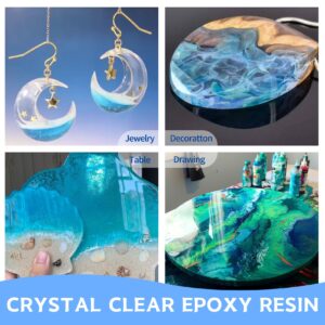 Myqiuf Epoxy Resin Kit, 1 Gallon/128OZ Epoxy Resin Crystal Clear Not Yellowing No Bubble Self Leveling for DIY Molds Wood Jewelry Table Tops Bar Top Casting Coating Crafts Supplies Easy Mix 1:1 Ratio