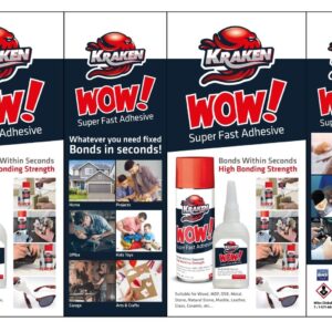 Kraken Bond WOW! CA Glue (3x3.50 oz) with Spray Adhesive Activator (3x13.50 fl oz) - Cyanoacrylate Glue, CA Glue with Activator, CA Glue for Woodworking, Crazy Glue, Craft Glue | Fast CA Glue | 3 Pack