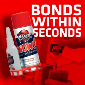Kraken Bond WOW! CA Glue (3x3.50 oz) with Spray Adhesive Activator (3x13.50 fl oz) - Cyanoacrylate Glue, CA Glue with Activator, CA Glue for Woodworking, Crazy Glue, Craft Glue | Fast CA Glue | 3 Pack