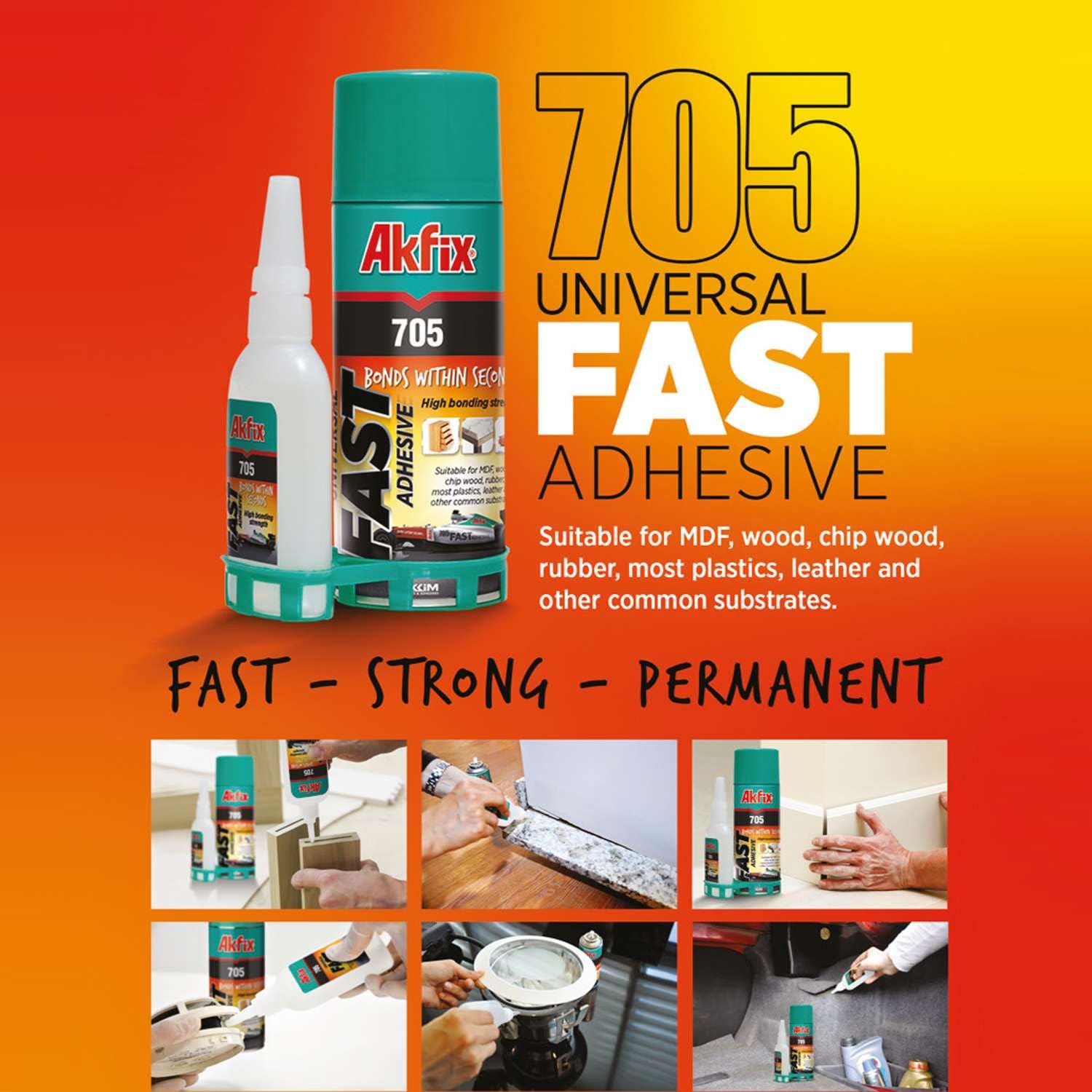 Akfix 400ml 705 Fast Adhesive CA Glue (3.50 oz.) with Activator (13.50 fl oz.) [Clear Super Glue Adhesive and Accelerator Spray]