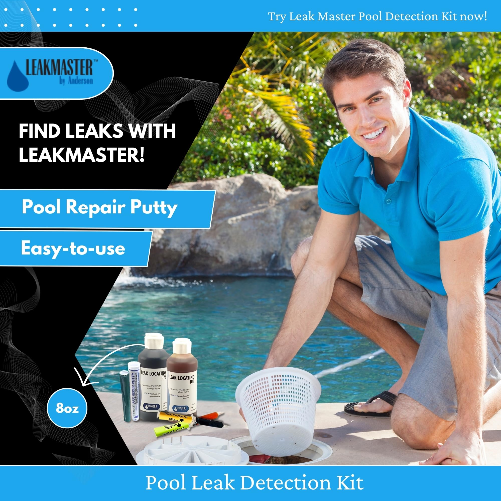 Pool Putty Epoxy Single Stick Leak Sealer for Leakmaster Anderson Manufacturing - Convenient & Versatile Pool Putty for Leaks Underwater -DIY Waterproof Epoxy Putty Stick for Spa & Hot Tub Leak Sealer