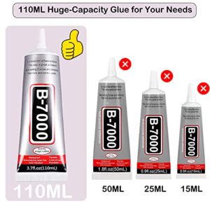 3.7oz B7000 Rhinestone Clear Glue for Jewelry Making, 110 ml Multipurpose Adhesive Jewlery Glue for Fabric, Tumblers, Rhinestones DIY Crafts, Nail Art, Makeup, Shoes, Cell Phones, Tablet, Wood