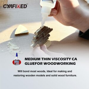 CYAFIXED Professional Grade Cyanoacrylate Super Glue, Medium Viscosity CA Glue for Woodworking, 2 oz. (56.8 Grams) - Instant Adhesive for Woodturning, Pen Turning, Hobby Models & Most Wood Bonding