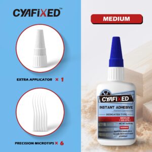 CYAFIXED Professional Grade Cyanoacrylate Super Glue, Medium Viscosity CA Glue for Woodworking, 2 oz. (56.8 Grams) - Instant Adhesive for Woodturning, Pen Turning, Hobby Models & Most Wood Bonding