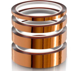 myjor high temperature tape， 1 mil kapton tape, polyimide tape, professional for protecting cpu, pcb circuit board, 1/4", 1/2", 3/4", 1"- 4 rolls，no residue.