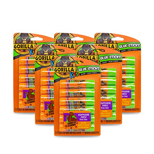 Gorilla Kids Disappearing Purple Glue Sticks, Six 6 Gram Sticks, (Pack of 6)