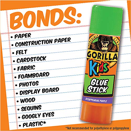 Gorilla Kids Disappearing Purple Glue Sticks, Six 6 Gram Sticks, (Pack of 6)