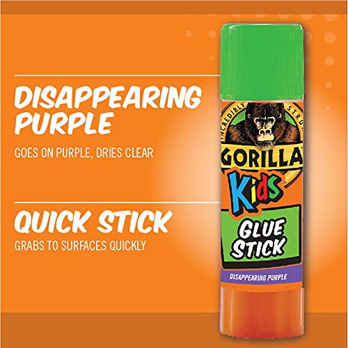 Gorilla Kids Disappearing Purple Glue Sticks, Six 6 Gram Sticks, (Pack of 6)