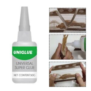 2 Pack Uniglue Welding High-Strength Oily Glue, for Plastic Wood Ceramics Metal Universal Super Glue, Dry Only in 6-10s.(50g)