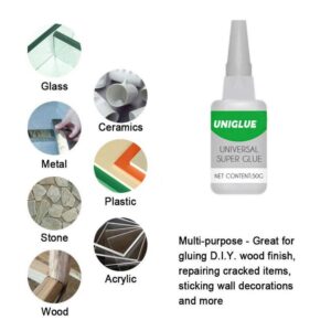 2 Pack Uniglue Welding High-Strength Oily Glue, for Plastic Wood Ceramics Metal Universal Super Glue, Dry Only in 6-10s.(50g)