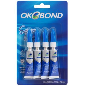 okebond super glue clear strong repair 4 x 3g (blue ob-ok-4+4pcs)