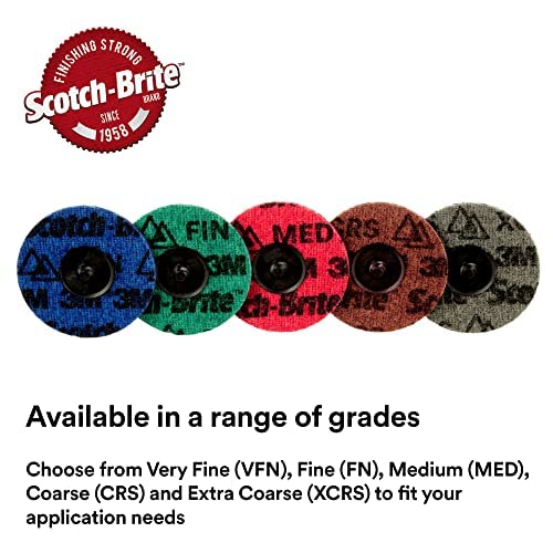 Scotch-Brite Precision Surface Conditioning Disc, Roloc TR, Very Fine, Ceramic, Nonwoven Fiber, Easy Change, 1 in, 50/Inner, 200/Case, Dispenser Pack