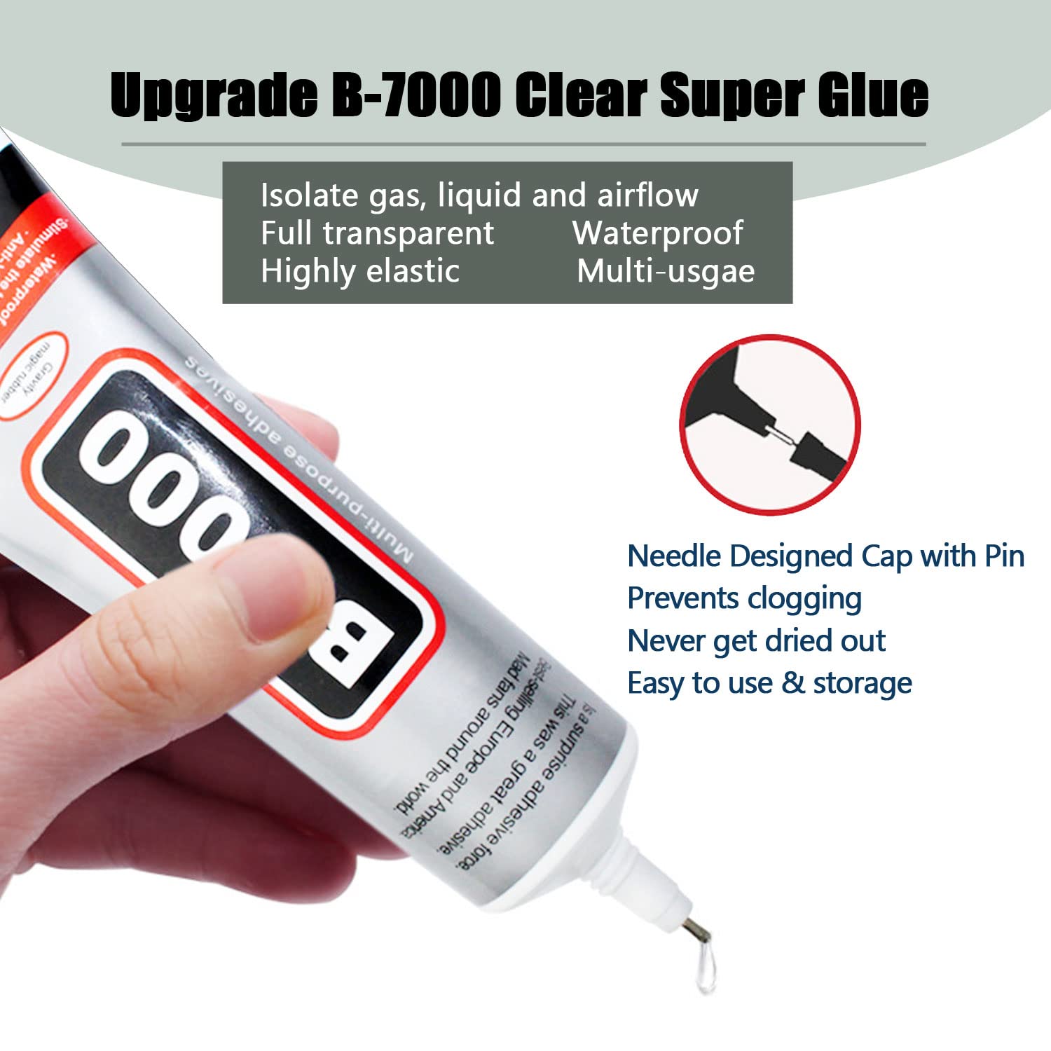 2pcs x 110ML B7000 Rhinestone Glue Clear, Upgrade B7000 Glue Multi-Function Adhesive Jewelry Glue for Jewelry Repair, Metal Stone Crafts, Fabric, Shoes, Wood Glass Bead with Dotting Pens and Tweezers