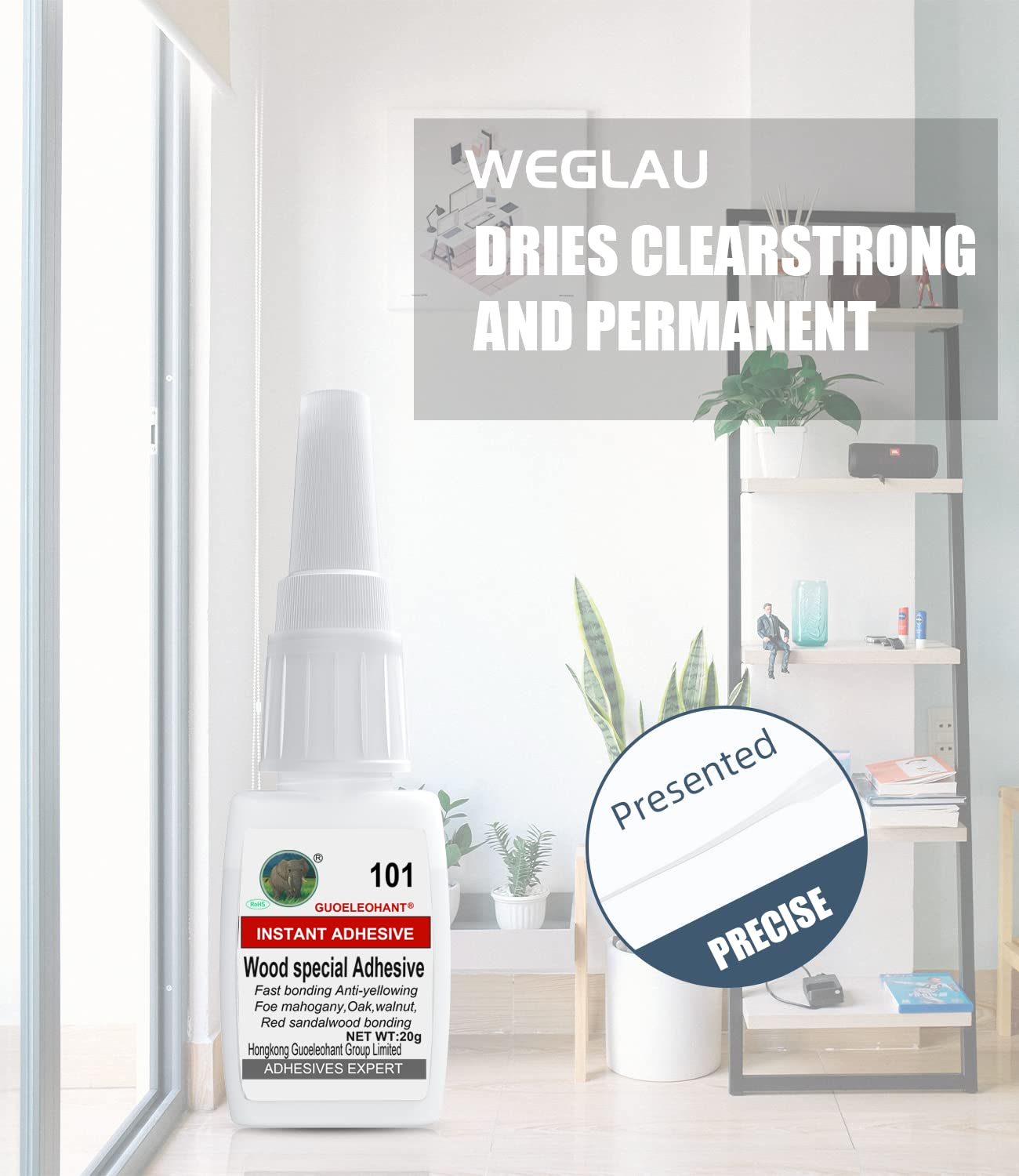 Weglau Wood Glue, Wood Adhesive,Instantly Strong Adhesive,Suitable for Wood, Oak, Wooden Craft, Wooden Product, Wood Edge,Paper, etc. - 20g