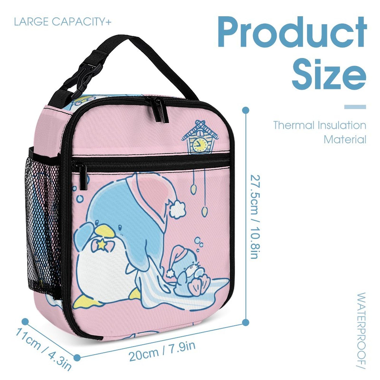 Cartoon Lunch Bag Tuxedosamm Lunch Tote Bag Portable Lunch Box With Pocket for Womens Men