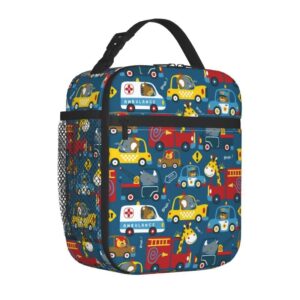 cartoon car lunch bags for men women boys girls reusable tote lunch bags for office work, school, picnic, camping