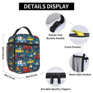 Cartoon Car Lunch Bags For Men Women Boys Girls Reusable Tote Lunch Bags For Office Work, School, Picnic, Camping