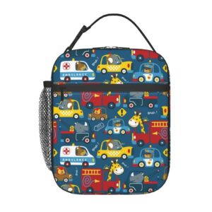 Cartoon Car Lunch Bags For Men Women Boys Girls Reusable Tote Lunch Bags For Office Work, School, Picnic, Camping