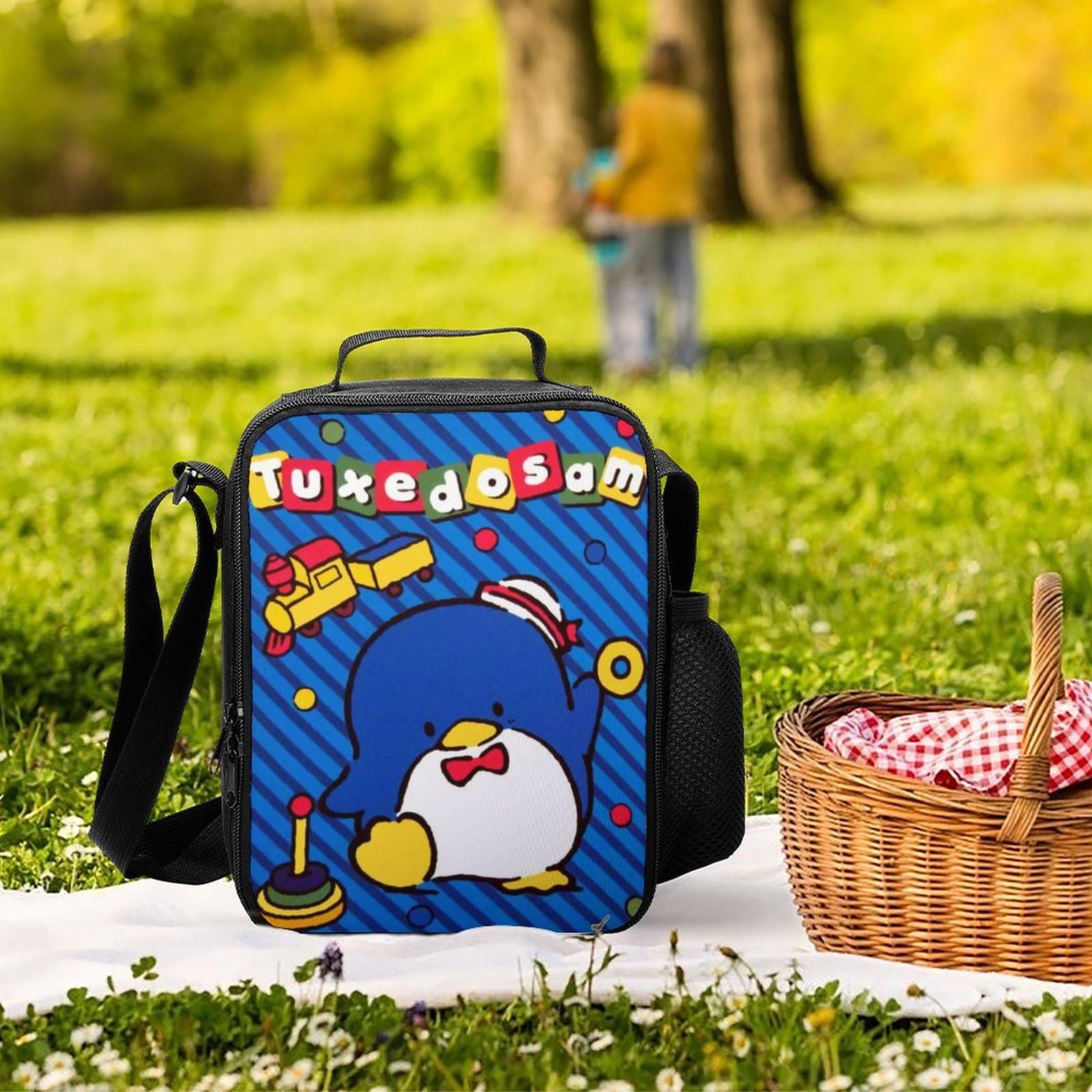 Cartoon Lunch Bag Tuxedosamm Lunch Tote Bag Portable Lunch Box With Pocket for Womens Men