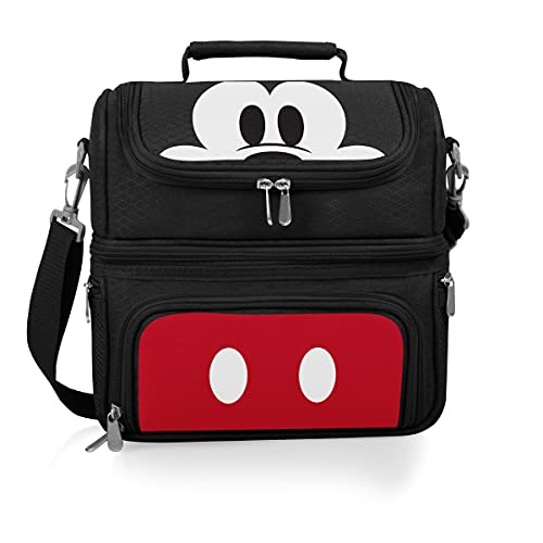 PICNIC TIME Disney Mickey Mouse Pranzo Lunch Bag, Insulated Lunch Box with Utensil Set, Lunch Cooler Bag, (Black), 11 x 7.5 x 12