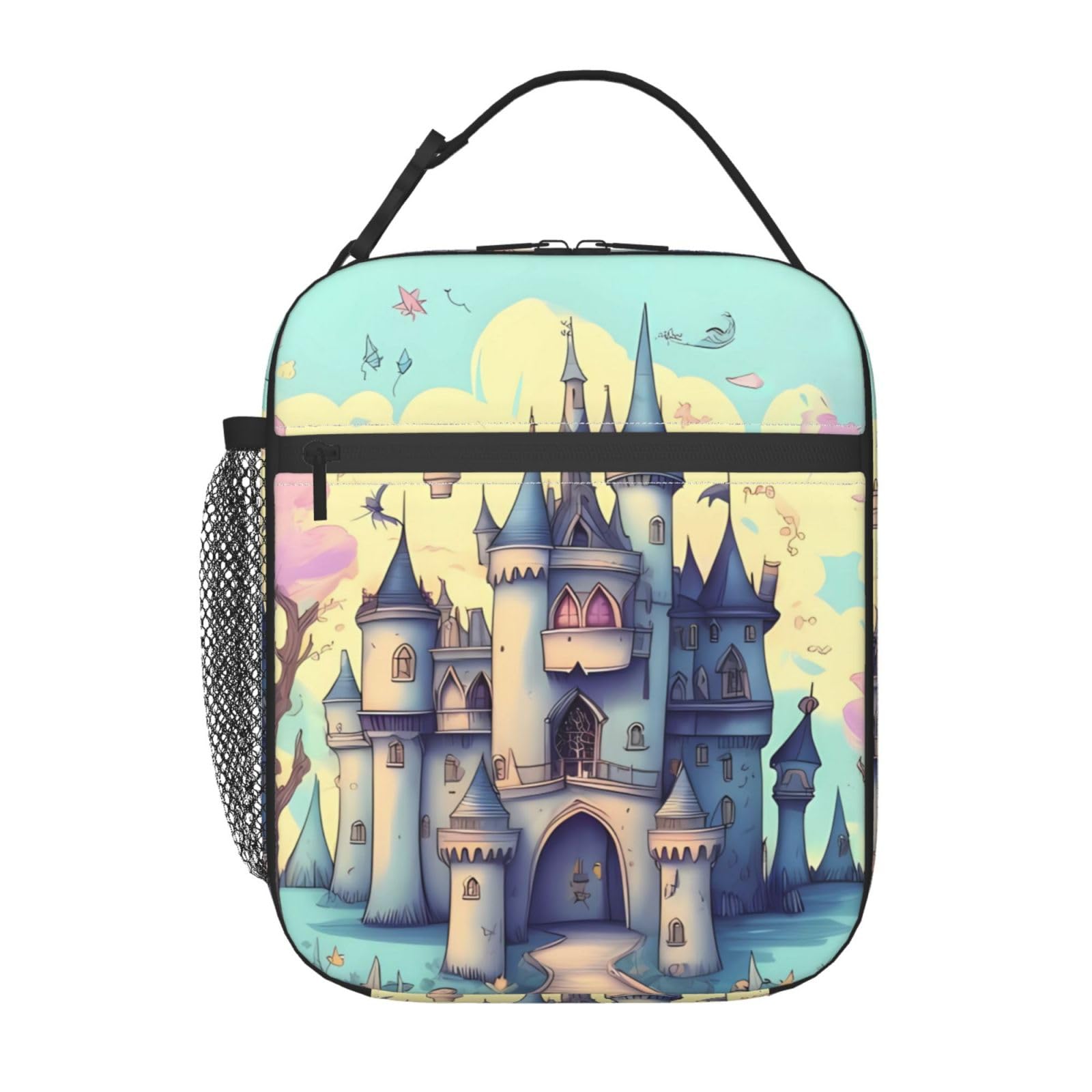 YAzgaN Fairytale Castle Insulated Lunch Bag For Men Women Adults,Small Lunchbox For Work,Picnic Portable Small Reusable Lunch Box Container For Office,Outdoors,On The Go.