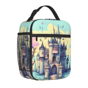 YAzgaN Fairytale Castle Insulated Lunch Bag For Men Women Adults,Small Lunchbox For Work,Picnic Portable Small Reusable Lunch Box Container For Office,Outdoors,On The Go.