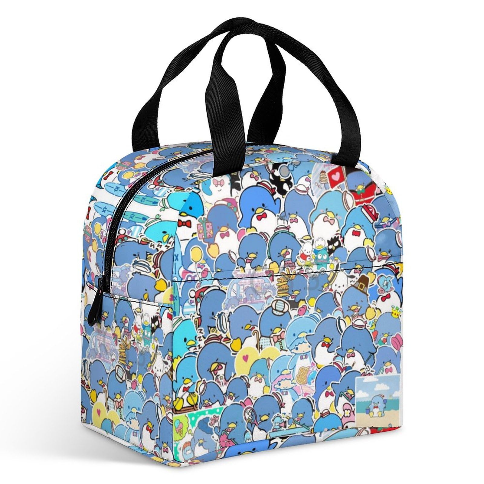 Cartoon Lunch Bag Tuxedosamm Lunch Tote Bag Portable Lunch Box With Pocket for Womens Men