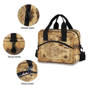 Lunch Bag for Kids Pirate Treasure Map Insulated Cooler Lunch Box Large Capacity Lunch Organizer for Boys Girls