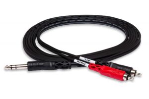 hosa trs-201 1/4" trs to dual rca insert cable, 1 meter black